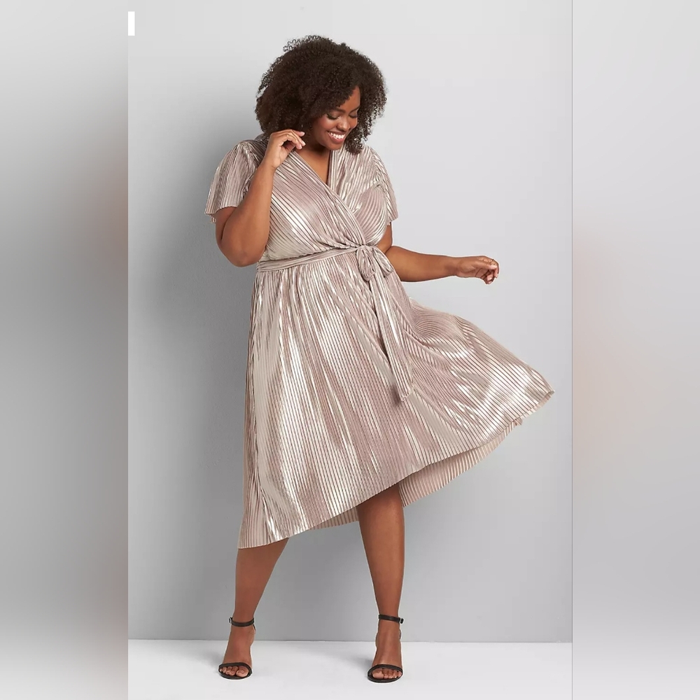 NWT Pleated High Low Midi Dress